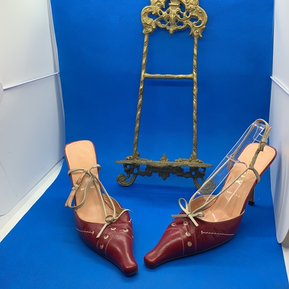 Prada kitten heels size 37 red beige cream - Picture 2 of 15